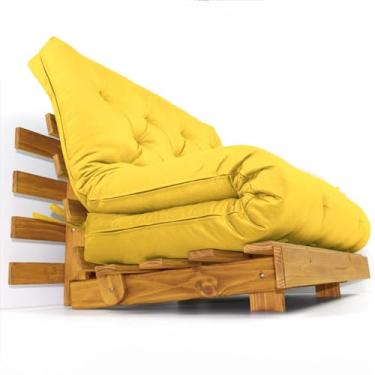 Imagem de Sofá Cama Casal Futon Tokio Amarelo Acquablock Madeira Maciça Cor Mel