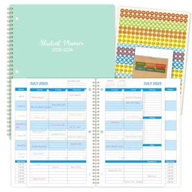 Imagem de Agenda estudante 2024-2025 - Agenda escolar 2024-2025 com caixas de assunto personalizadas, julho de 2024 a junho de 2025, 21,6 cm × 28 cm, agenda escolar acadêmica, 3 adesivos diferentes, bolso