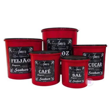 Imagem de Jogo De Mantimento De Plástico 5 Peças Redondo potes de cozinha porta 