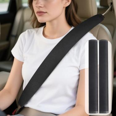 Imagem de Suacopzar Pacote com 2 capas de cinto de segurança extra longas, versão estendida de 27,5 polegadas/70 cm capa de cinto de segurança de carro de camurça para reduzir a fricção do pescoço e melhorar o