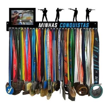 Imagem de Porta Medalha Tiro Esportivo Portaretrato P Até 100 Medalhas Cor Preto