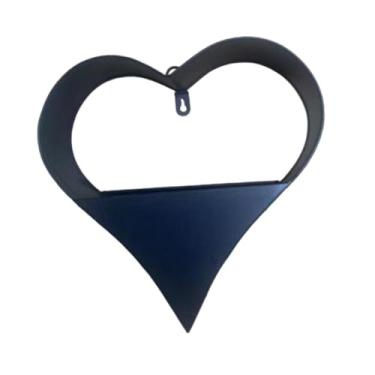 Imagem de Generic Vaso em formato de coração, suporte de metal para plantas, enfeite de vaso de flores, rústico para áreas internas e externas, para sala de estar,