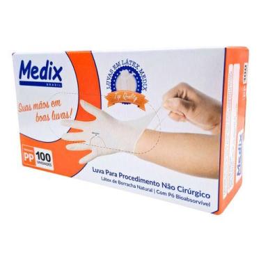Imagem de Luva Látex Com Pó Medix 100un Não Cirúrgico Pp P M G, Branco, PP