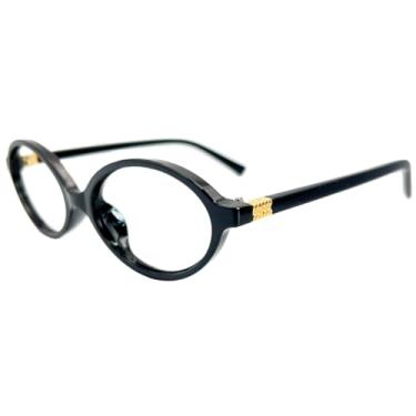 Imagem de Óculos de Sol Armação Feminina Oval Tartaruga Blogueira Miu Lente com Filtro de Luz Azul UV400 (Preto)