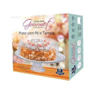 Imagem de Boleira de Vidro com Pé e Tampa de Plástico Linha Gourmet. - Ruvolo