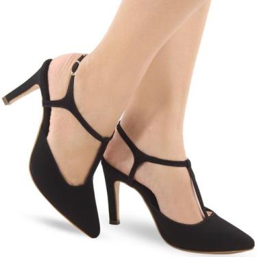 Imagem de Scarpin Aberto Salto Médio Moderno P140 - Modarpe, Preto, 38