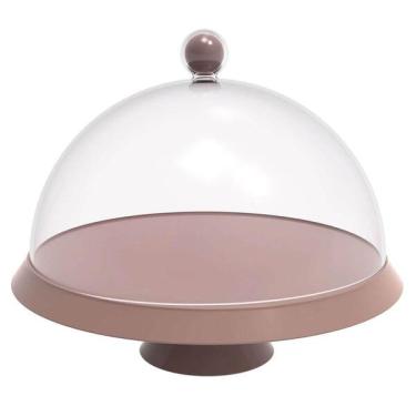 Imagem de Porta Bolo 30cm Com Cúpula E Pé Bubble Crippa Amêndoa Tortas