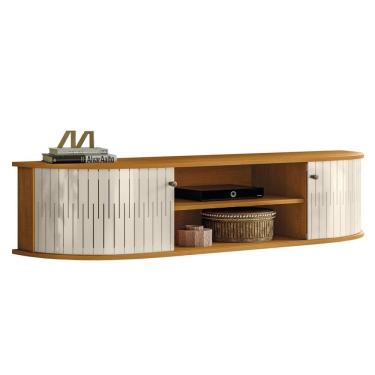 Imagem de Bancada Suspensa Tv 60 Pol 2P 136 cm Modena Cinamomo Off White MADETEC