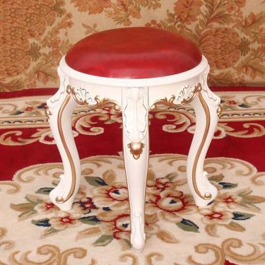 Imagem de Cadeira De Vestir Redonda Vity, Estofada Com Mesa Lateral E Assento, Acolchoada Beh, Pio Cadeira De Assento Beh Para Quarto, White Leg Safflower Leather, square stool brown