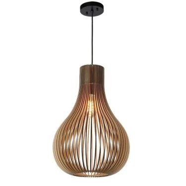 Imagem de Luminária Teto Tipo Pendente Madri Mdf Completa - MDF Cru