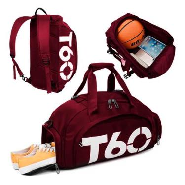 Imagem de T60 Bolsa Mochila Transversal Feminino Masculino Cor Vinho