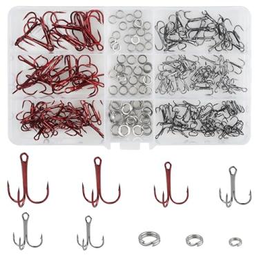 Imagem de Kit de ganchos agudos de pesca - 190 peças de ganchos agudos afiados de aço de alto carbono com anéis divididos de aço inoxidável conectores de isca para iscas