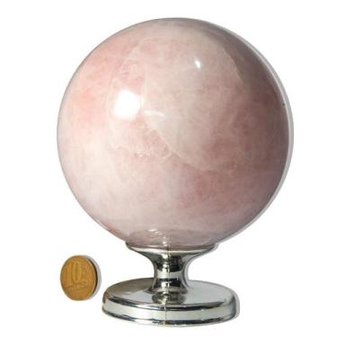 Imagem de 01 Esfera Quartzo Rosa Natural 1 a 1,2Kg 9 a 10cm Classe C - Cristaisd