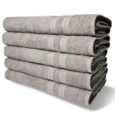 Imagem de Kit 5 Toalhas De Banho 430g/m² Grande Grossa 80x150cm Itália Soft Cinz