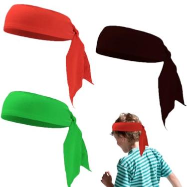 Imagem de Gravata esportiva infantil, faixa de cabelo atlética Ninja Karate para meninos e meninas (pacote com 3)