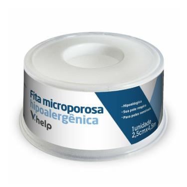 Imagem de Fita Microporosa V.Help Hipoalérgica Branca 2,5cmx4,5m 1 Unidade