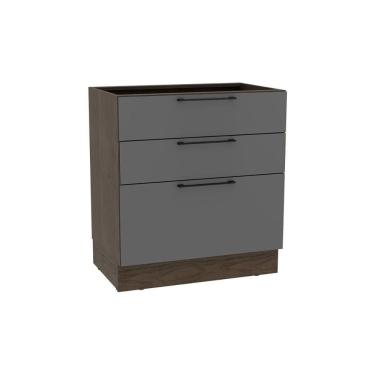 Imagem de Balcão de Cozinha Amsterdam PH 3133 c/ 3 Gavetas e Divisor de Talheres s/ Tampo 80cm Avela/Grafite - Herval