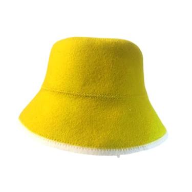 Imagem de Dualoai Chapéu de feltro para sauna, acessórios para touca de sauna, chapéu de banho russo para chuveiro de sauna a vapor, Amarelo