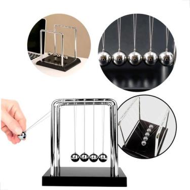 Imagem de Pêndulo de Newton Decorativo de Mesa Antiestresse Educativo em Aço par