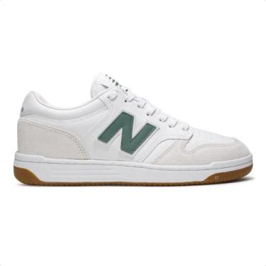 Imagem de Tênis New Balance 480 Low Unissex, Branco, Verde, 38