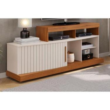 Imagem de Rack Bancada p/ TV até 47 Pol Scala c/ 1 Porta e 5 Nichos 160cm Freijo