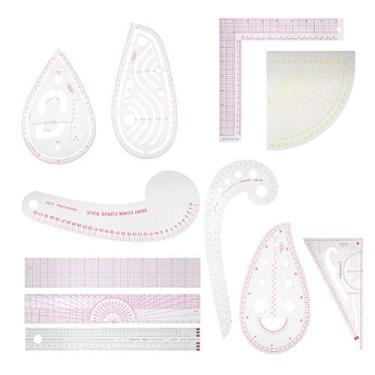 Imagem de Zerodis Costura do Régua de Conjunto Ferramentas de Marcação Régua de Posicionamento da Precisa Revestimento Multifuncional Ferramentas de Alfaiataria para Corte de Desenho e Outros Projetos de Vestígio de Costura Definir Linha Clara