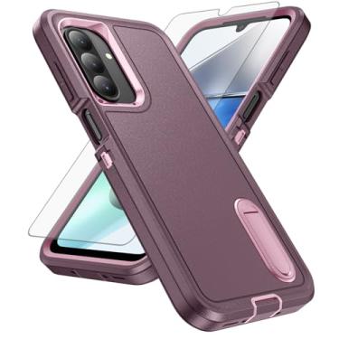 Imagem de Asuwish Capa de celular para Samsung Galaxy A26 5G com protetor de tela de vidro temperado, suporte oculto híbrido, resistente, à prova de choque, rígida, proteção resistente A 26 26A LTE mulheres
