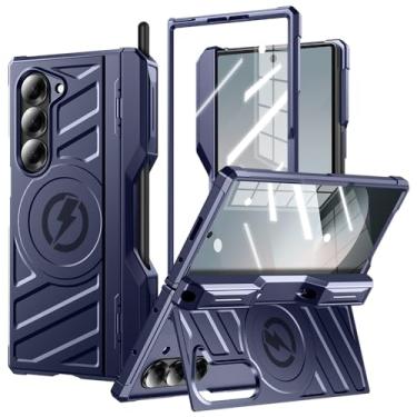 Imagem de Capa magnética Armor para Samsung Galaxy Z Fold 6 com suporte para caneta S, adequada para Magsafe, [suporte embutido, protetor de tela, proteção de dobradiça] Capa de telefone ZFold 6 resistente à