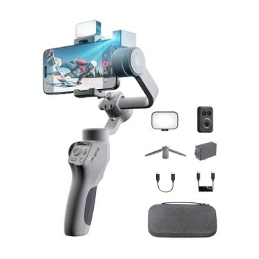 Imagem de FUNSNAP Estabilizador Gimbal Capture5 para smartphone, luz de preenchimento magnético AI Tracker, controle remoto de 500 g, gimbal de telefone de 3 eixos para Android e iPhone 16 15 Pro Max para