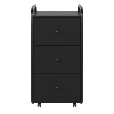 Imagem de Gaveteiro Cômoda Organizadora Industrial 3 Gavetas Com Rodízio Criare Puxadores De Ferro Preto