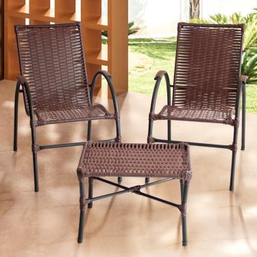 Imagem de Conjunto de Mesa de Centro e 2 Cadeiras Ônix para Área Externa