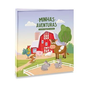 Imagem de Álbum de fotos Ical, encadernação tradicional, para 300 fotos 10x15cm - envelope plástico transparente - linha Infantil - modelo fazendinha - minhas aventuras - 187