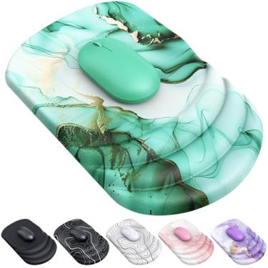 Imagem de MOKURU Mouse Pad Com Apoio Para Pulso, Suporte Ergonômico, Base Antiderrapante, Espuma Viscoelástica, Adequado Escritório, Jogos, Casa (Verde)