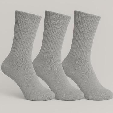 Imagem de Kit 6 Pares Meias Cano Alto Algodão Canelada Unissex  Macia, Durável e