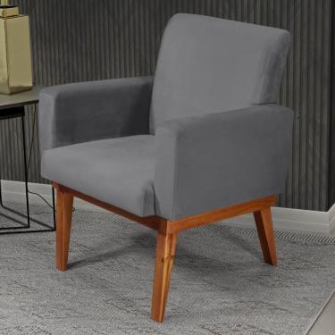 Imagem de Poltrona Madeira Maciça Veludo Luxe Olm Berlim - Grafite