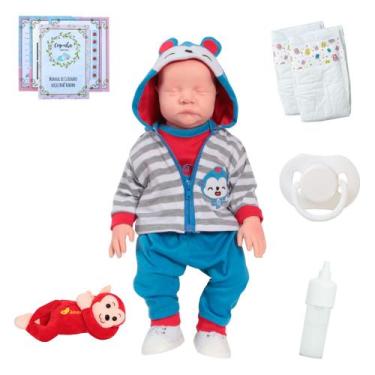 Imagem de Bebê Reborn Macaquinho Realista Silicone Olhos Fechados - Cegonha Rebo