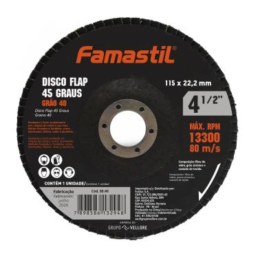 Imagem de Disco Flap 45° Metal 4 1/2" 40 Grãos Famastil