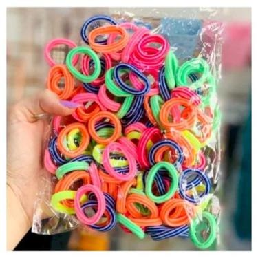 Imagem de 100 Xuxinhas Elástico Fita De Cabelo Rabicó Cores Diversas - gererica