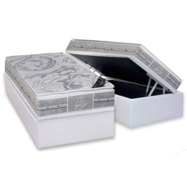 Imagem de Cama Box Baú Solteiro: Colchão Molas  Ensacadas Castor Super luxo Látex Plush + Base CRC Courano White (88x188)