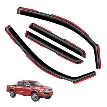 Imagem de Viseiras de janela no canal protetores de chuva para Toyota Tacoma cabine dupla 2016 2017 2018 2019 2020 2021 2022 2023 (2016-2023) – 4 peças defletores de ventilação de policarbonato fumê escuro no