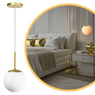 Imagem de Pendente Jabuticaba Dourado Globo de Vidro para Quarto Cozinha Cabecei
