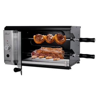 Imagem de Churrasqueira Elétrica 2 Espetos Rotativos Vertical 220v Stand Preto Titan