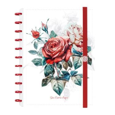 Imagem de Caderno de Disco Inteligente Personalizado Iscool G Floriografia Rosa Branco