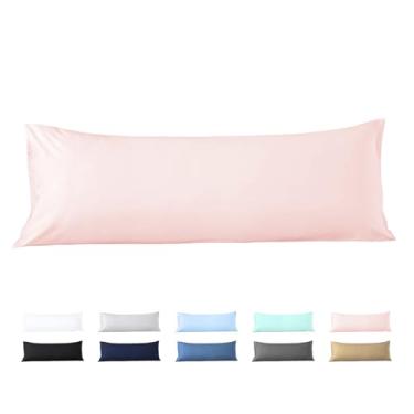 Imagem de Capa de travesseiro corporal 50 x 152 cm, 100% algodão egípcio, 600 fios, suave para a pele, 1 pacote com fecho de zíper 50 x 152 cm, rosa blush