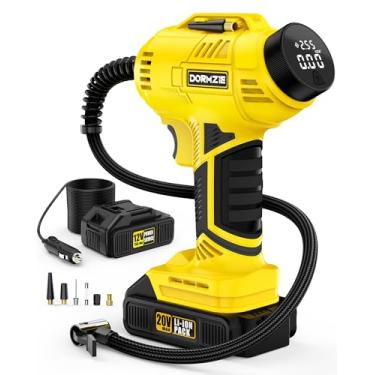 Imagem de dormzie Compressor De Ar Portátil Para Encher Pneus, Bomba De Ar Portátil De 150 Psi Para Pneus De Carro Com Bateria Recarregável De 20 V, Adaptador De Energia De 12 V Para Carro, Visor Digital, Bol