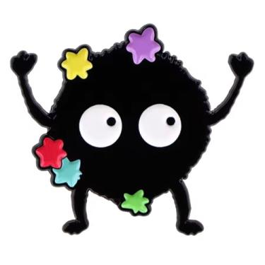 Imagem de Japonês Japonês Chaminé Negra Fuligem Sprites Espíritos Gremlins Dust Bunnies Desenho Animado Anime Bonito Kawaii 3,6 cm Emblema Esmalte