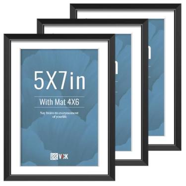 Imagem de VCK Moldura preta de alumínio 12 x 17 cm, pacote com 3 - vidro transparente, exibe fotos 10 x 15 cm com tapete ou 12 x 18 cm sem tapete, mesa ou pendurar na parede, decoração de casa para sala de