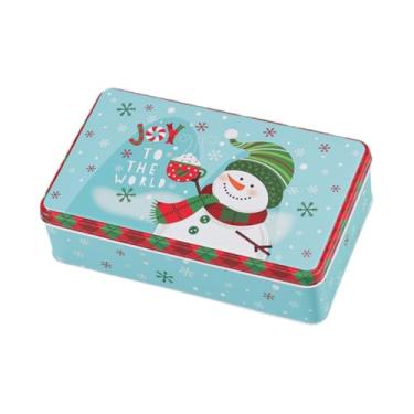 Imagem de MotiveTech Caixa de Lata para Biscoitos E Doces com Tampa para Festas - Recipiente para Presente para Eventos, Boneco de Neve, Tamanho real