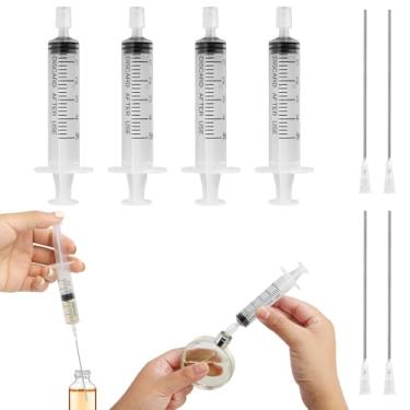 Imagem de WXS-CHALL Kit de decantador de extrato de seringa de perfume de plástico de 5 ml com ponta de agulha de aço inoxidável sem corte, adequado para perfume, tinta, caneta, enchimento de impressora