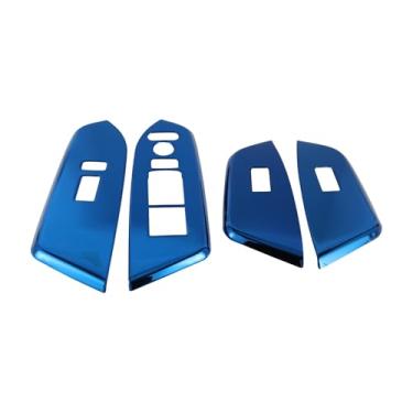 Imagem de TUCKBOLD Tampa de acabamento de painel de interruptor de elevação de janela para Honda CR-V 2017-2022 Botão de controle de janela de porta de carro dianteiro traseiro acessórios interiores azul